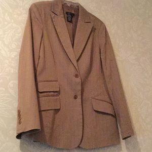 Women’s Blazer, Tan with Dark Brown Pinstripe